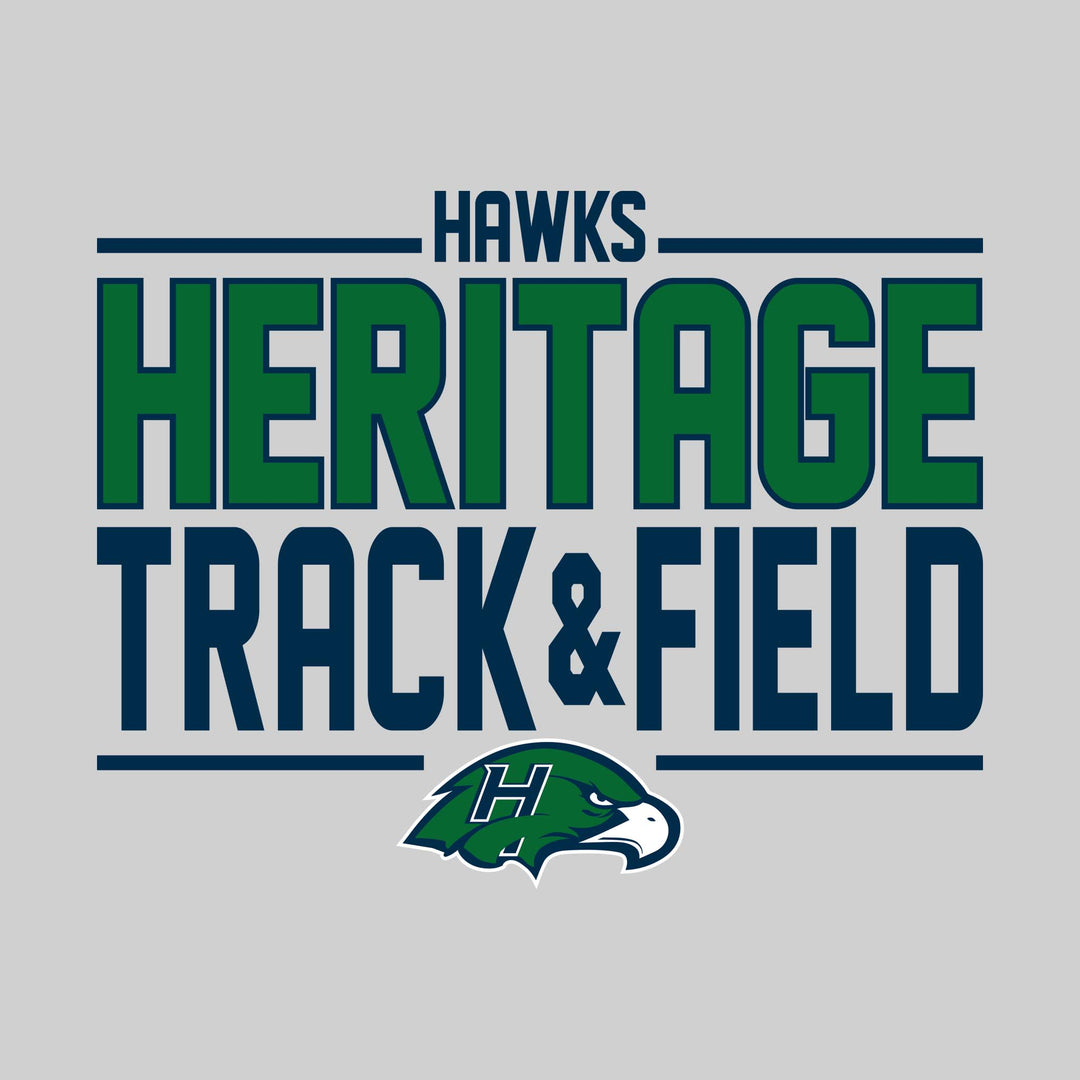Heritage Hawks - Track &amp; Field - Bracketed School Name with Lower Mascot