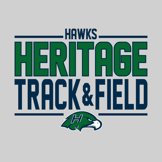 Heritage Hawks - Track &amp; Field - Bracketed School Name with Lower Mascot