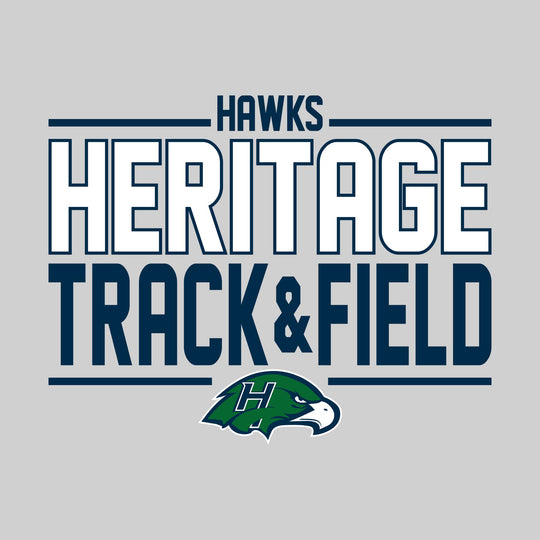 Heritage Hawks - Track &amp; Field - Bracketed School Name with Lower Mascot