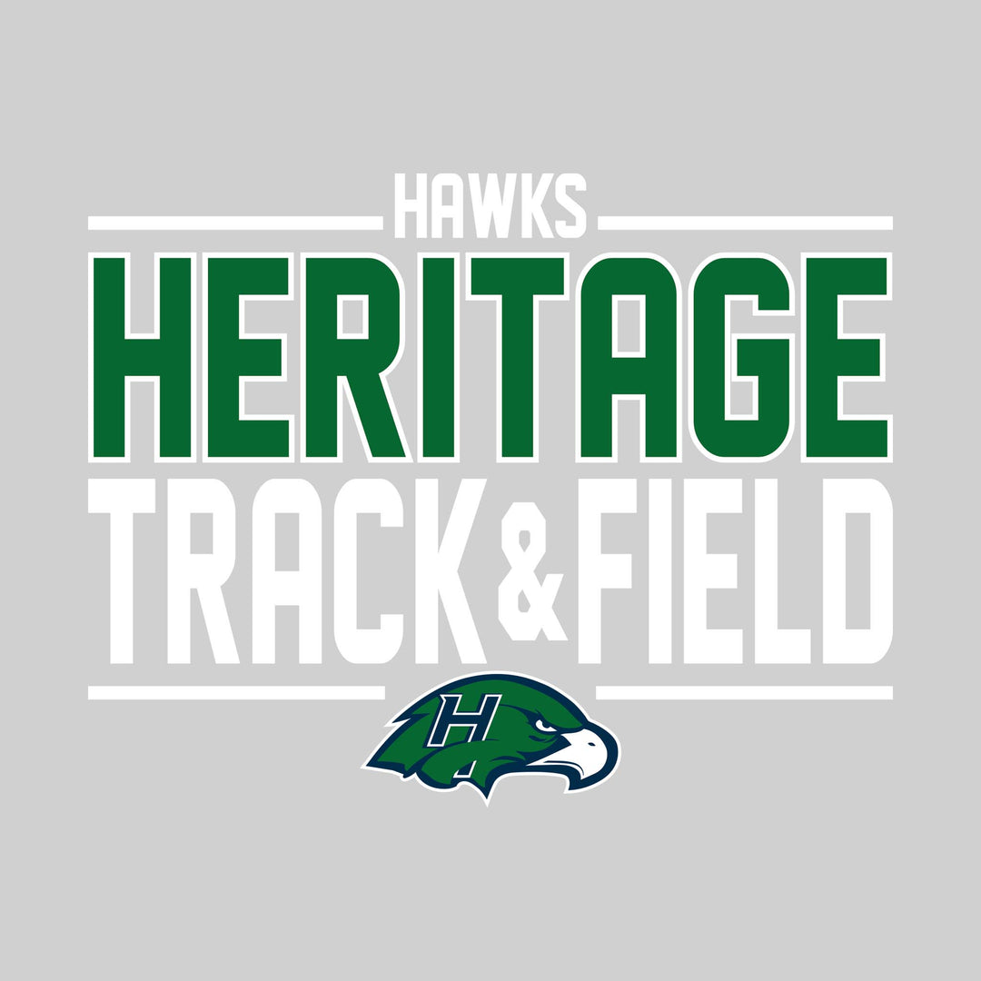 Heritage Hawks - Track &amp; Field - Bracketed School Name with Lower Mascot