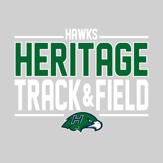 Heritage Hawks - Track &amp; Field - Bracketed School Name with Lower Mascot
