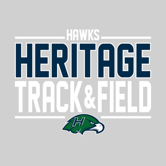 Heritage Hawks - Track &amp; Field - Bracketed School Name with Lower Mascot