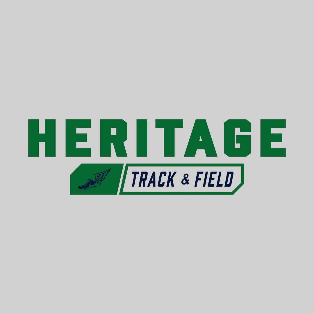 Heritage Hawks - Track & Field - School Name with Track & Field and Winged Shoe