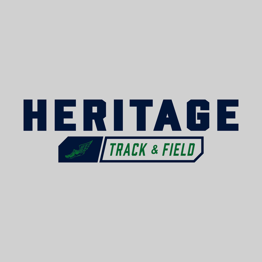 Heritage Hawks - Track & Field - School Name with Track & Field and Winged Shoe