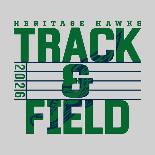 Heritage Hawks - Track &amp; Field - Track Lanes with Year and Winged Shoe