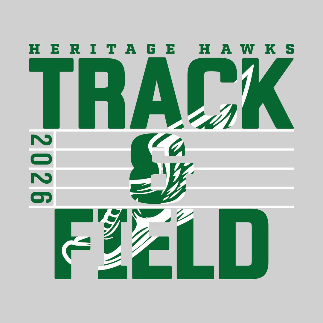 Heritage Hawks - Track &amp; Field - Track Lanes with Year and Winged Shoe