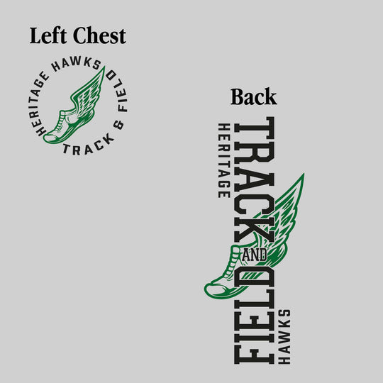 Heritage Hawks - Track & Field - Vertical Track & Field with School Name and Winged Shoe