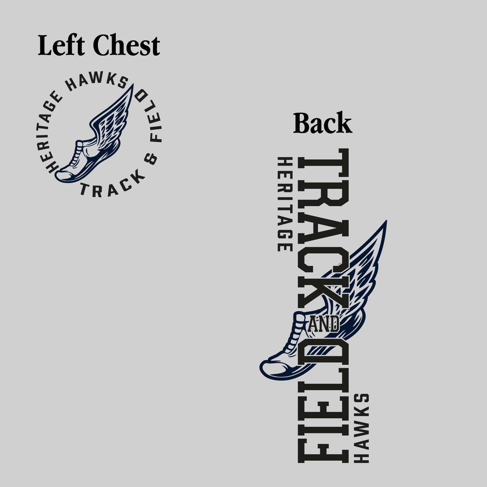 Heritage Hawks - Track & Field - Vertical Track & Field with School Name and Winged Shoe