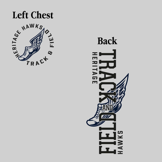 Heritage Hawks - Track & Field - Vertical Track & Field with School Name and Winged Shoe