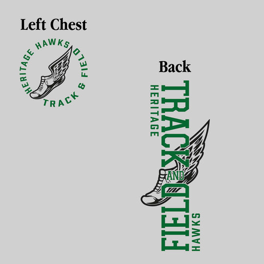 Heritage Hawks - Track & Field - Vertical Track & Field with School Name and Winged Shoe
