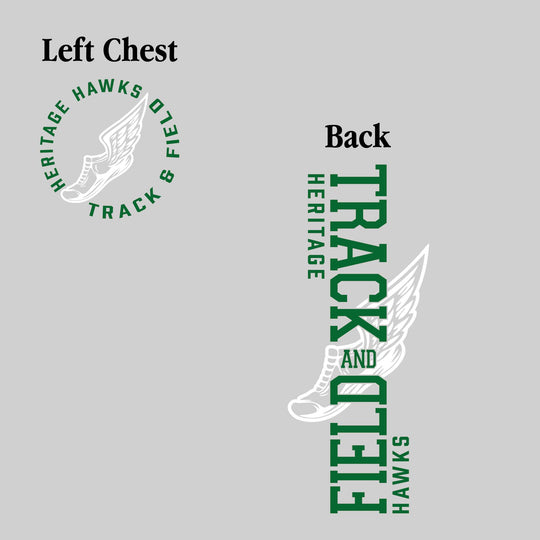 Heritage Hawks - Track & Field - Vertical Track & Field with School Name and Winged Shoe