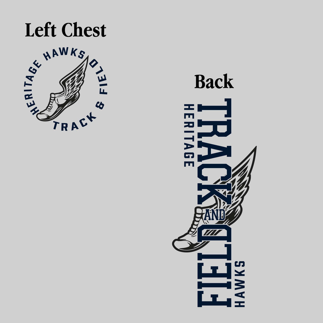 Heritage Hawks - Track & Field - Vertical Track & Field with School Name and Winged Shoe