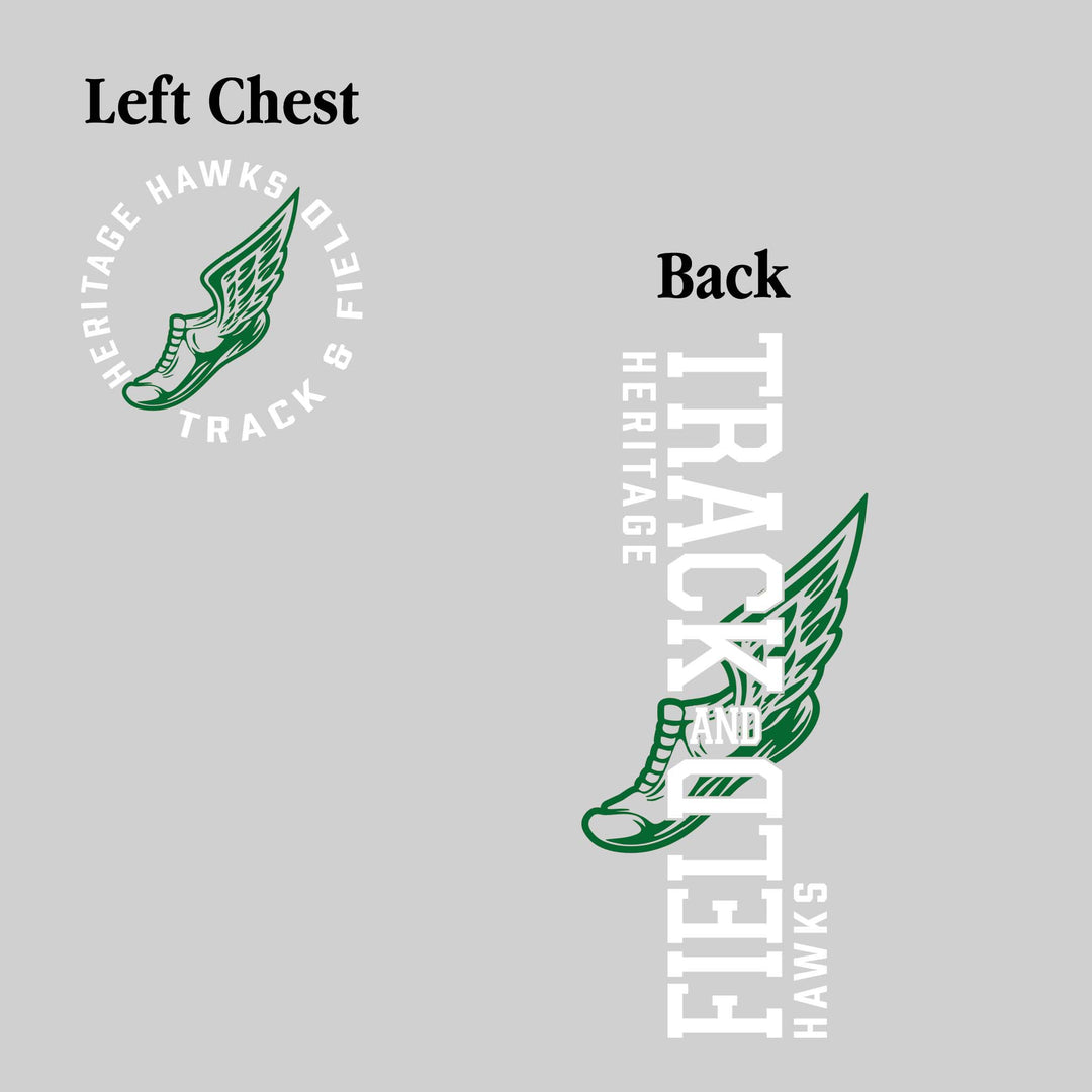 Heritage Hawks - Track & Field - Vertical Track & Field with School Name and Winged Shoe
