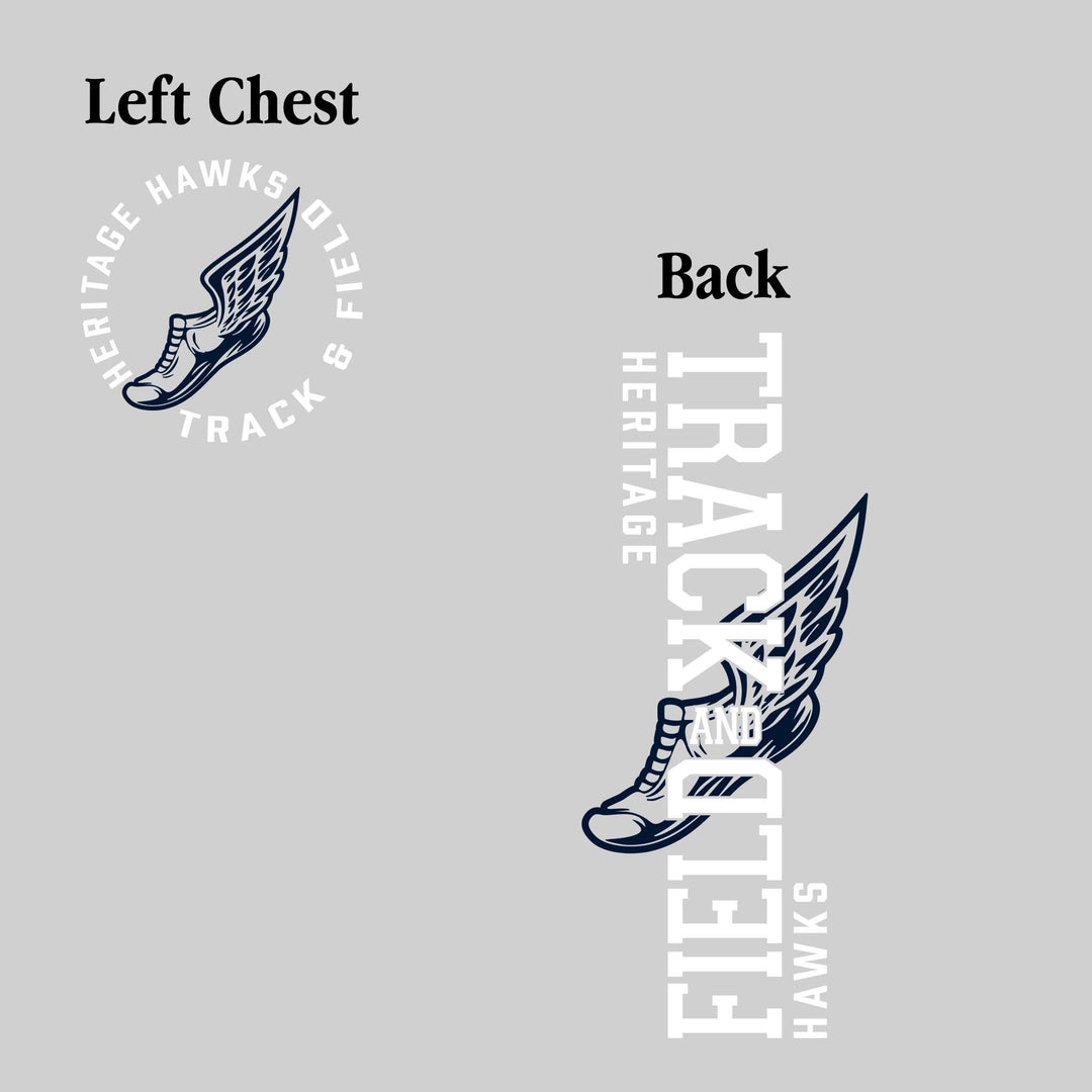 Heritage Hawks - Track & Field - Vertical Track & Field with School Name and Winged Shoe