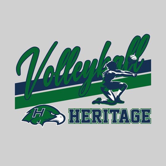 Heritage Hawks - Volleyball - Angled Double Stripes with Player and Mascot