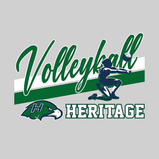 Heritage Hawks - Volleyball - Angled Double Stripes with Player and Mascot