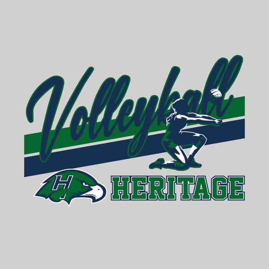 Heritage Hawks - Volleyball - Angled Double Stripes with Player and Mascot