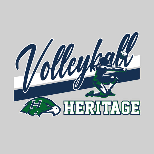 Heritage Hawks - Volleyball - Angled Double Stripes with Player and Mascot