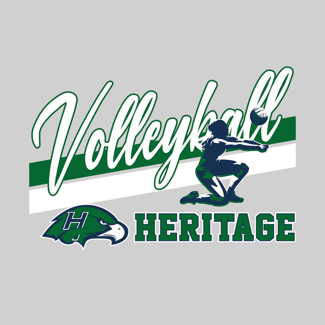 Heritage Hawks - Volleyball - Angled Double Stripes with Player and Mascot