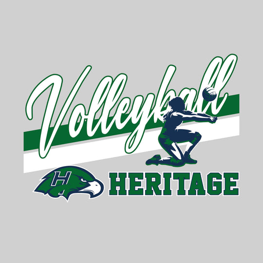 Heritage Hawks - Volleyball - Angled Double Stripes with Player and Mascot