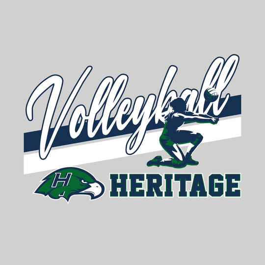 Heritage Hawks - Volleyball - Angled Double Stripes with Player and Mascot