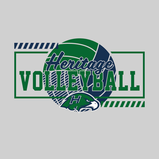 Heritage Hawks - Volleyball - Framed School Name with Volleyball Shape &amp; Mascot