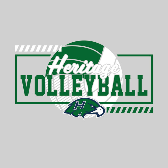 Heritage Hawks - Volleyball - Framed School Name with Volleyball Shape &amp; Mascot