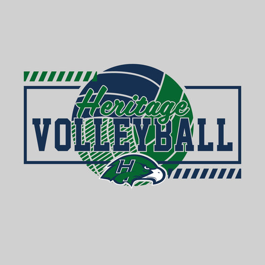 Heritage Hawks - Volleyball - Framed School Name with Volleyball Shape &amp; Mascot