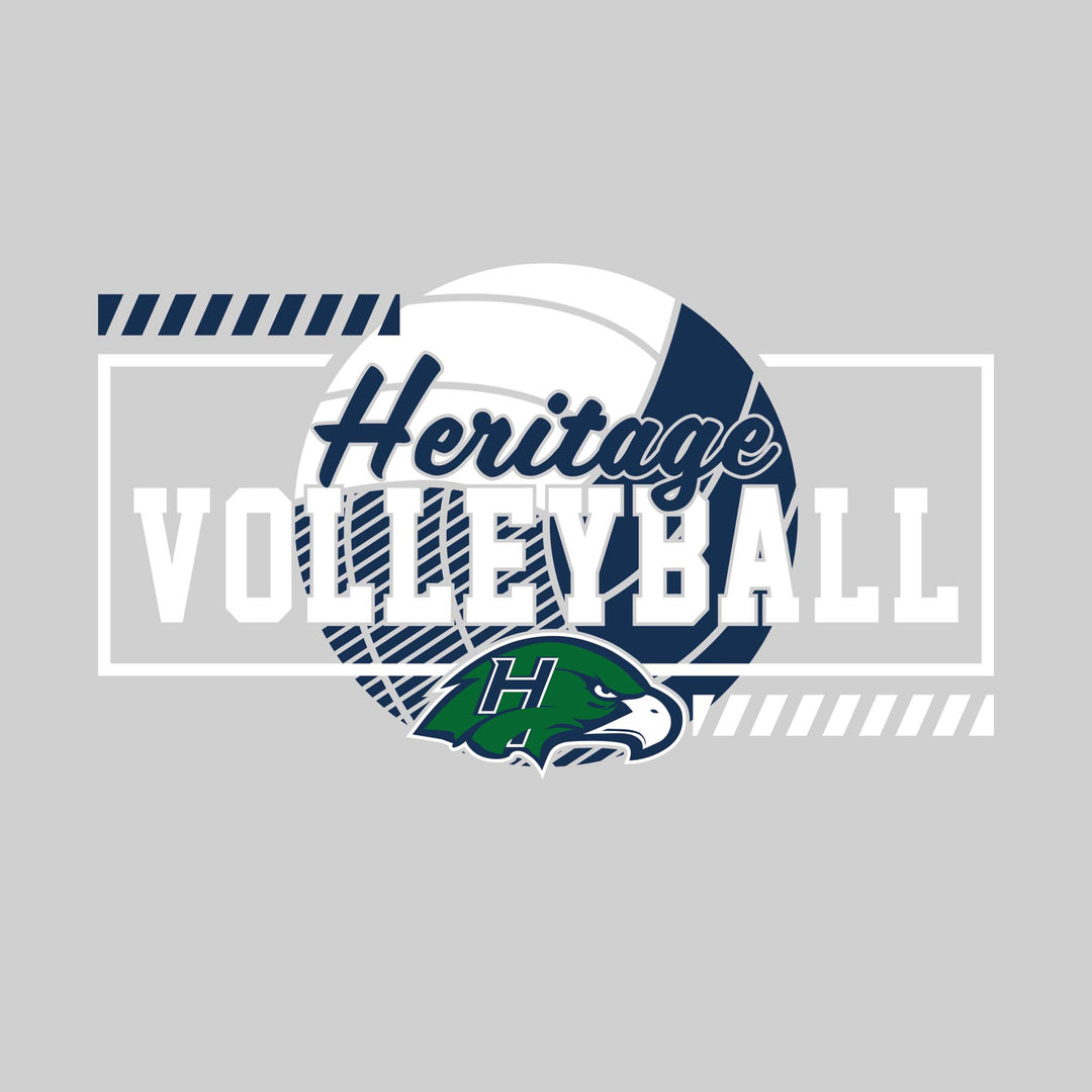 Heritage Hawks - Volleyball - Framed School Name with Volleyball Shape &amp; Mascot