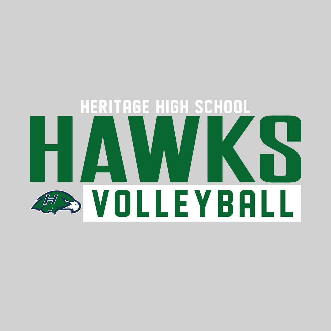 Heritage Hawks - Volleyball - Large Mascot Name Over Volleyball with Mascot