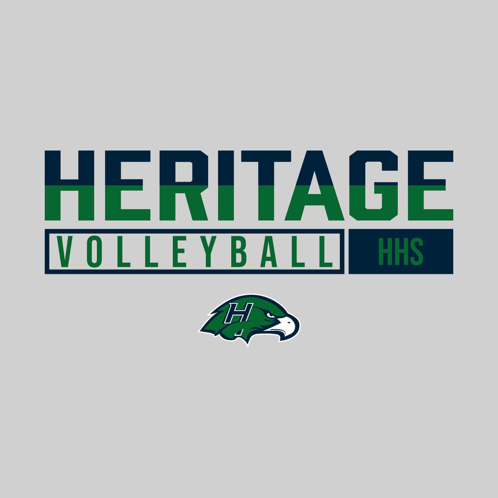 Heritage Hawks - Volleyball - Split-Color School Name With Acronym Over Mascot