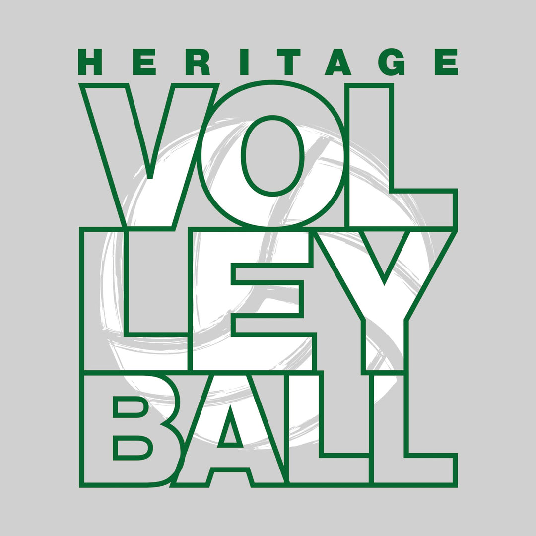 Heritage Hawks - Volleyball - Stacked Letters with Sketched Volleyball Inset