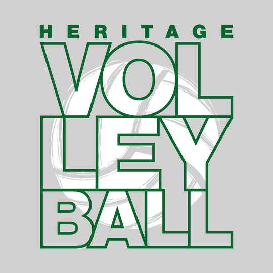 Heritage Hawks - Volleyball - Stacked Letters with Sketched Volleyball Inset