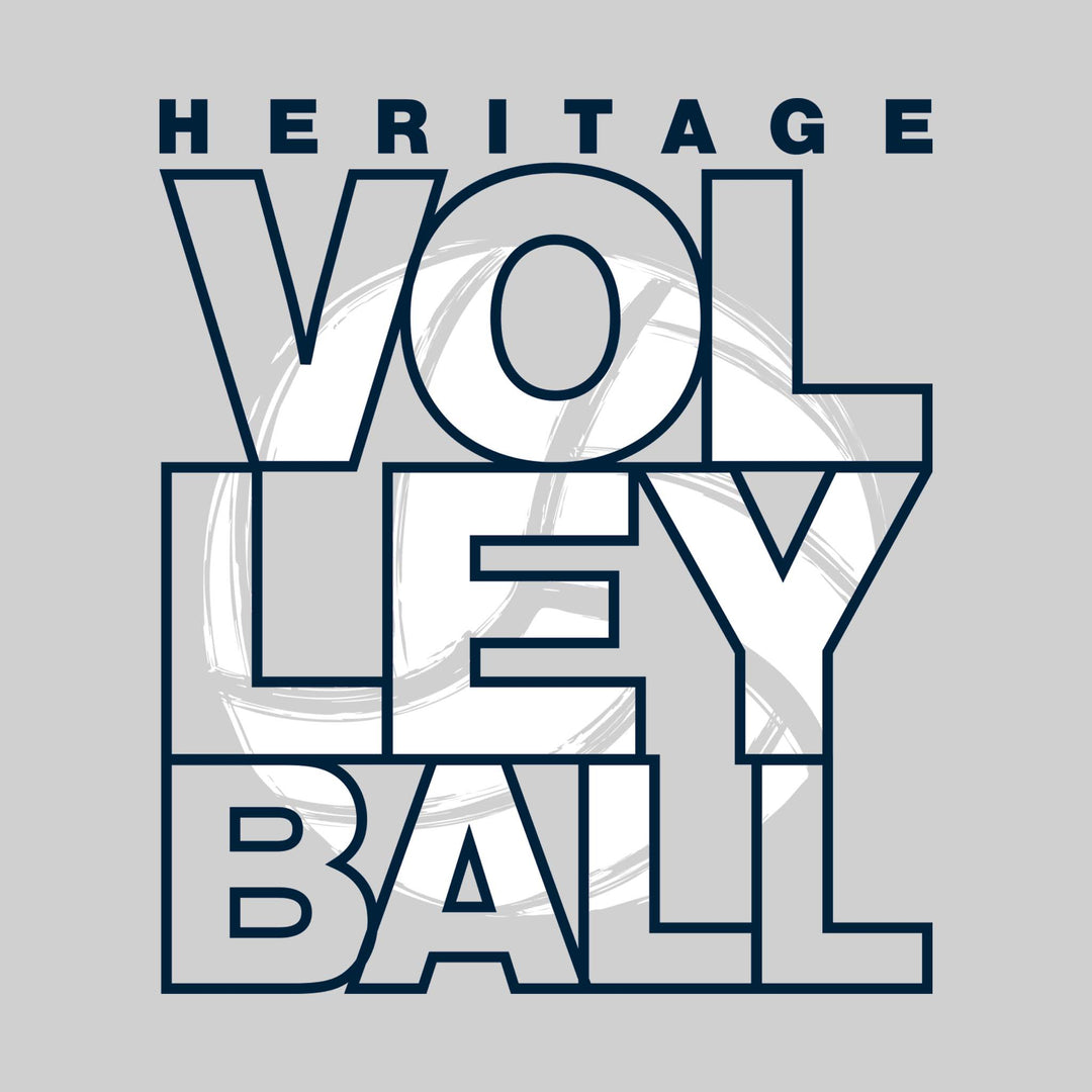 Heritage Hawks - Volleyball - Stacked Letters with Sketched Volleyball Inset