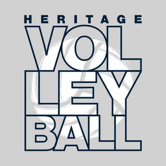 Heritage Hawks - Volleyball - Stacked Letters with Sketched Volleyball Inset