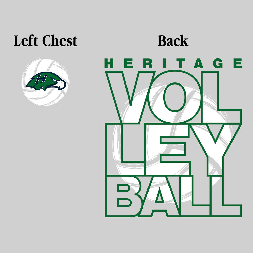 Heritage Hawks - Volleyball - Stacked Letters with Sketched Volleyball Inset