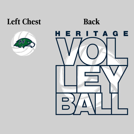 Heritage Hawks - Volleyball - Stacked Letters with Sketched Volleyball Inset