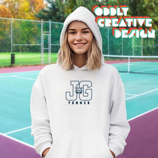 John Glenn Bobcats - Tennis - Outlined Letters Over Tennis