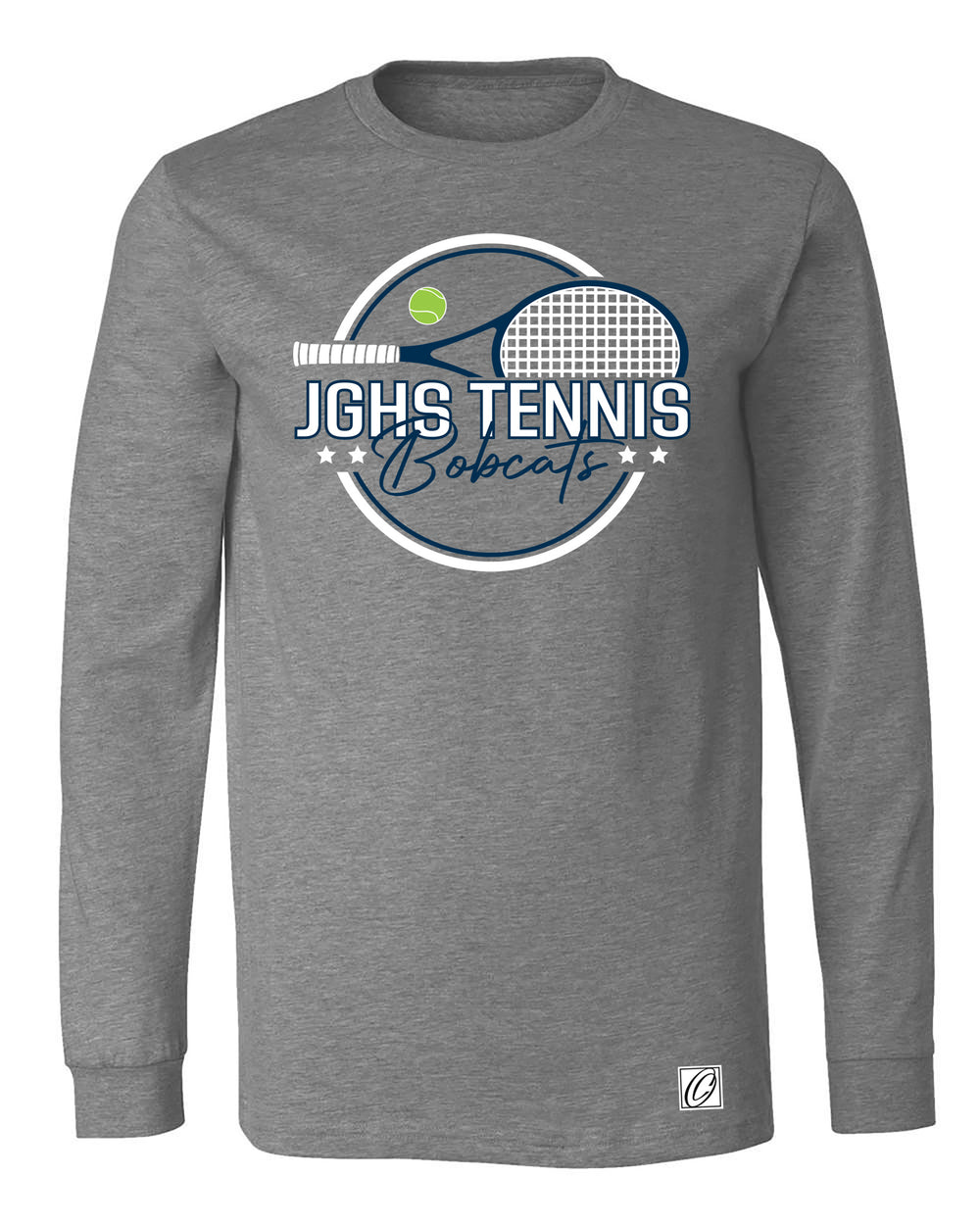 Adult - John Glenn Bobcats Varity Boys Tennis - 2026 - Bella Canvas Heather CVC Crewneck Long Sleeve Tee