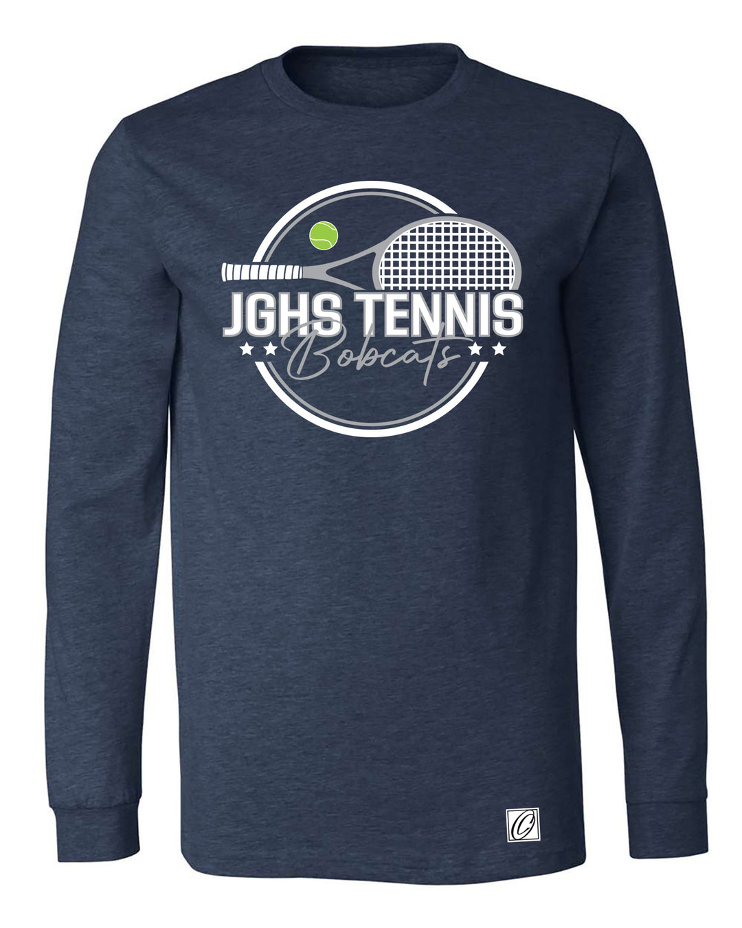 Adult - John Glenn Bobcats Varity Boys Tennis - 2026 - Bella Canvas Heather CVC Crewneck Long Sleeve Tee