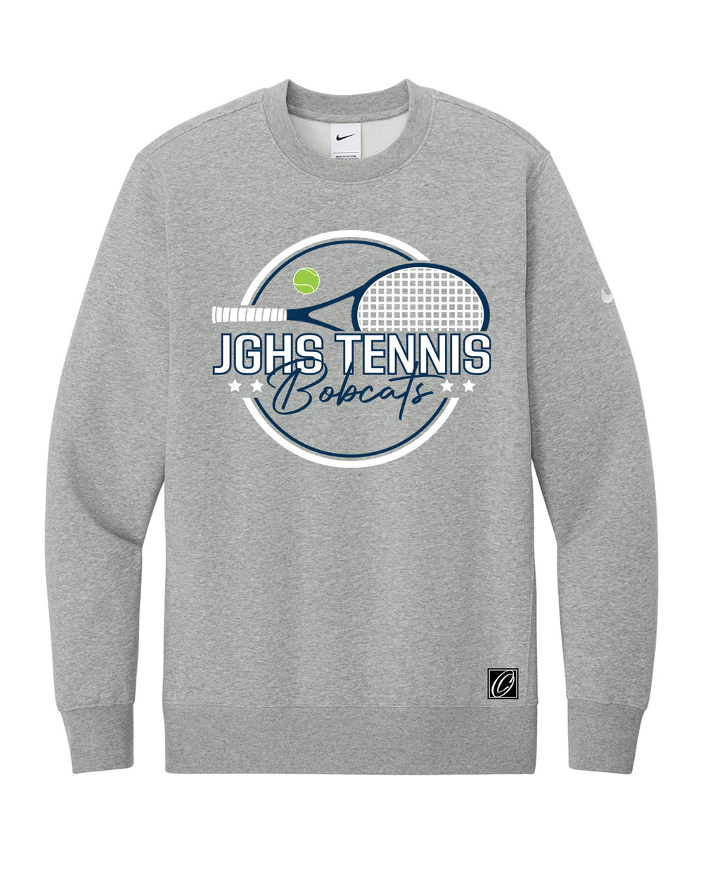Adult - John Glenn Bobcats Varity Boys Tennis - 2026 - Nike Club Fleece Sleeve Swoosh Crewneck Sweatshirt