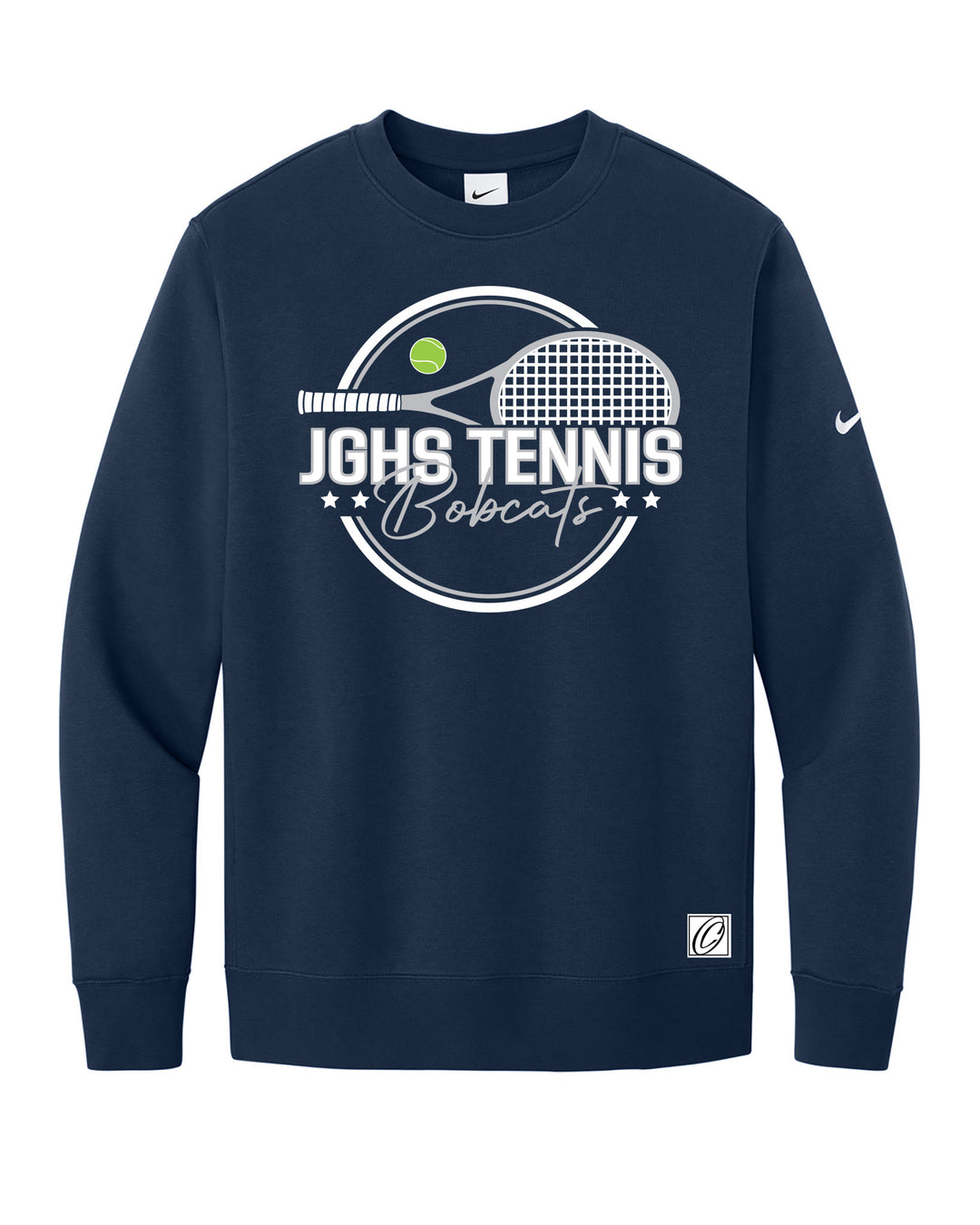 Adult - John Glenn Bobcats Varity Boys Tennis - 2026 - Nike Club Fleece Sleeve Swoosh Crewneck Sweatshirt