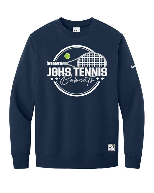 Adult - John Glenn Bobcats Varity Boys Tennis - 2026 - Nike Club Fleece Sleeve Swoosh Crewneck Sweatshirt