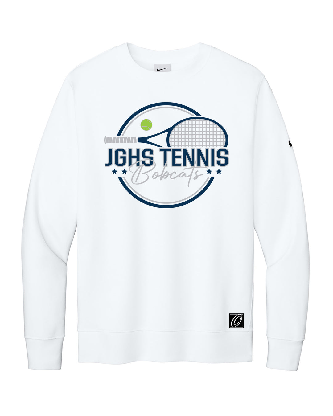 Adult - John Glenn Bobcats Varity Boys Tennis - 2026 - Nike Club Fleece Sleeve Swoosh Crewneck Sweatshirt