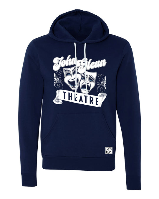 John Glenn Bobcats - Theatre - Drama Masks with Banner - Bella Canvas Midweight Sponge Fleece Pullover Hoodie