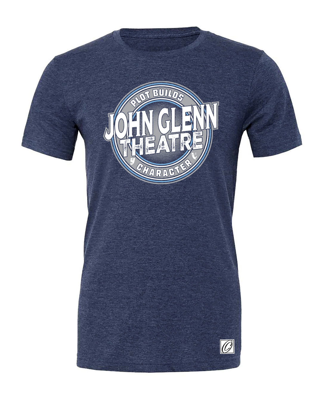 John Glenn Bobcats - Theatre - Plot Builds Character - Bella Canvas Heather CVC Crewneck Short Sleeve Tee