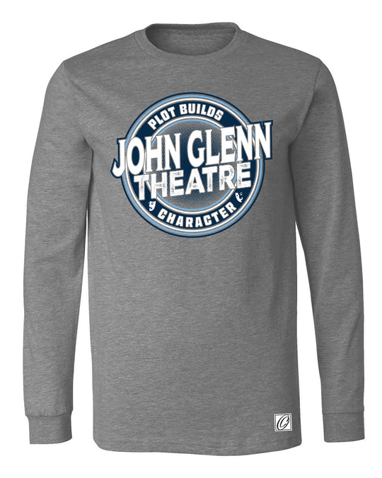 John Glenn Bobcats - Theatre - Plot Builds Character - Bella Canvas Heather CVC Crewneck Long Sleeve Tee