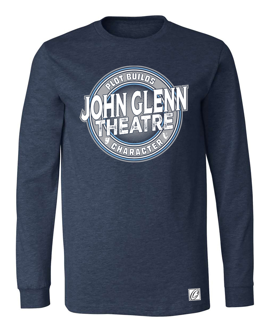 John Glenn Bobcats - Theatre - Plot Builds Character - Bella Canvas Heather CVC Crewneck Long Sleeve Tee