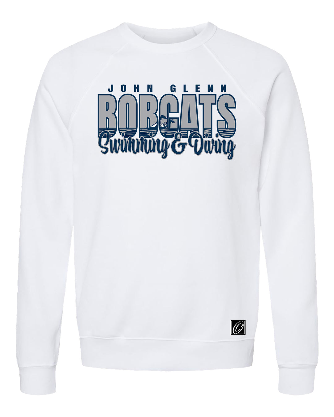 John Glenn Bobcats - 2026 Girls Swimming &amp; Diving - Bella Canvas Adult Sponge Fleece Raglan Sleeve Crewneck Sweatshirt