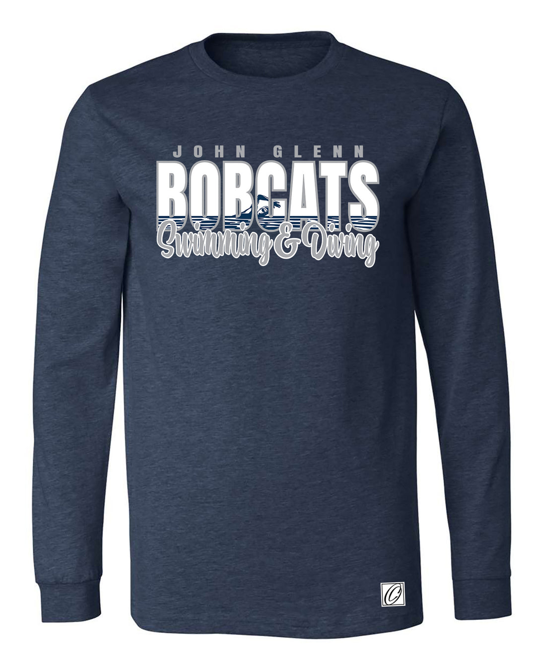John Glenn Bobcats - 2026 Girls Swimming &amp; Diving - Bella Canvas Adult Heather CVC Long Sleeve Tee